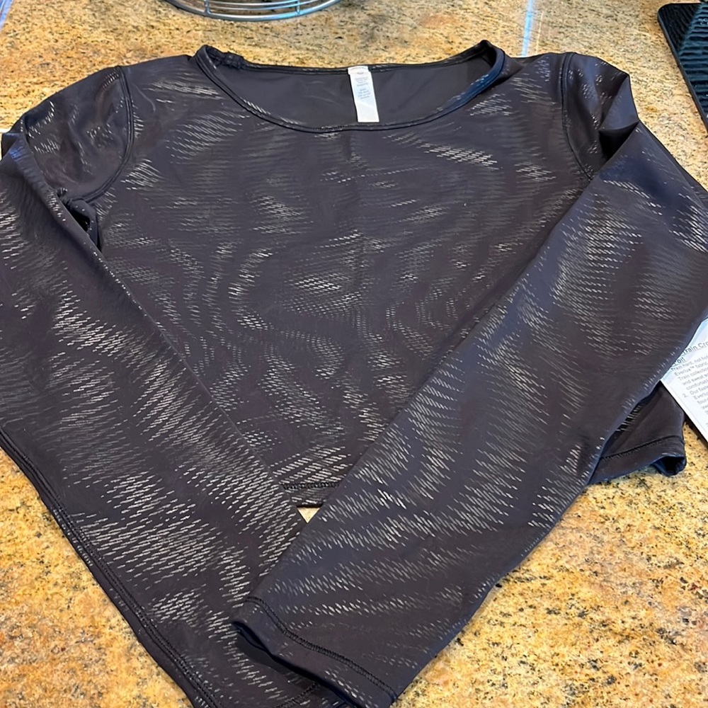 NWT Lululemon Wundertain Crop LS Foil